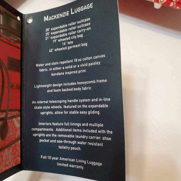 American Living Mackenzie Luggage Tote Bag Red Paisley Print Canvas Faux Leather - Picture 13 of 15